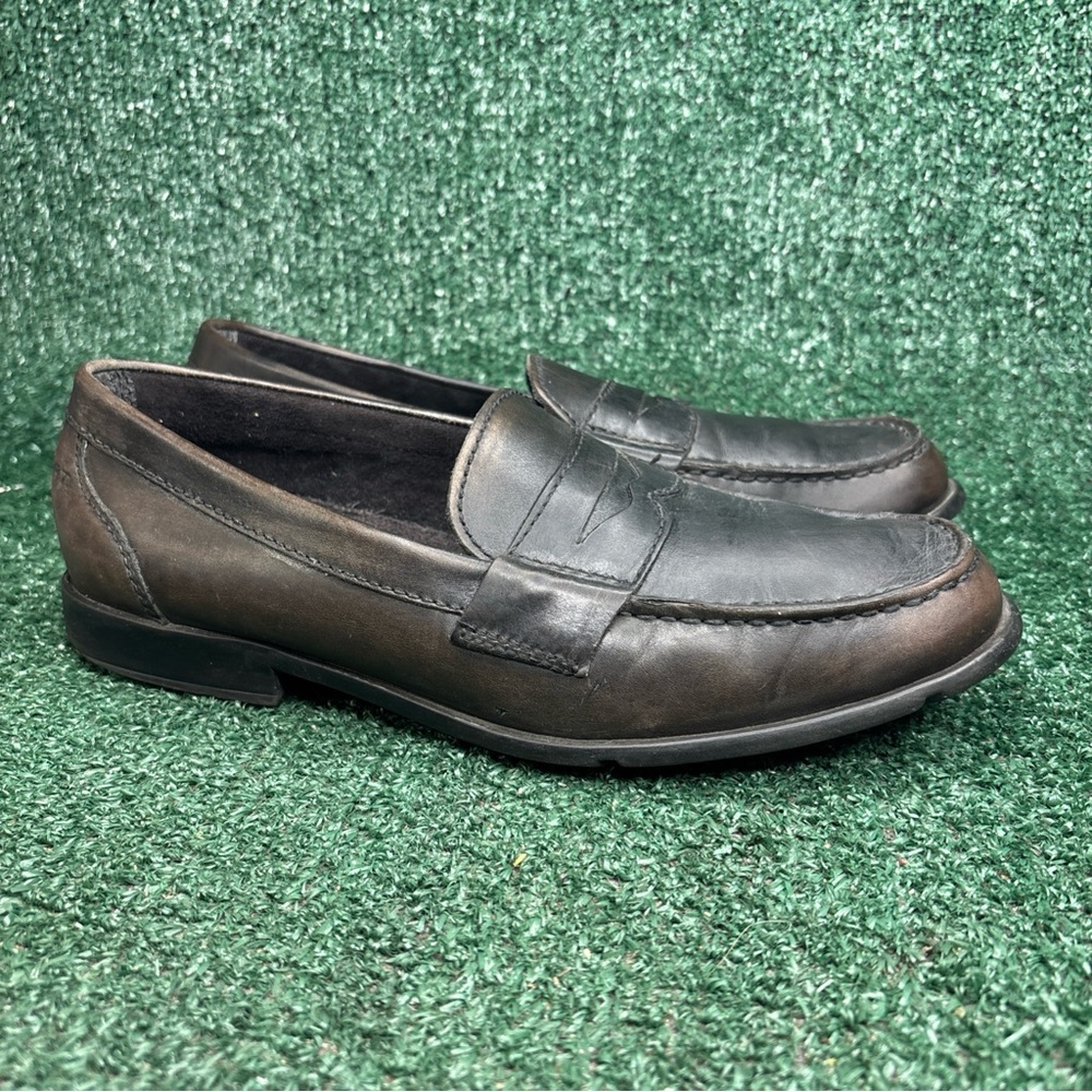 Rockport Shoes Mens 9 M Penny Loafers Brown Leather Casual Moc Toe M76443